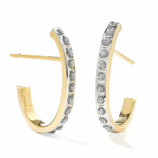 Diamond Fascinationâ¢ Half U-Hoop Earrings in 14K Gold