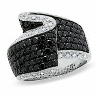 2 CT. T.w. Enhanced Black and White Diamond Foldover Ring in 14K White Gold