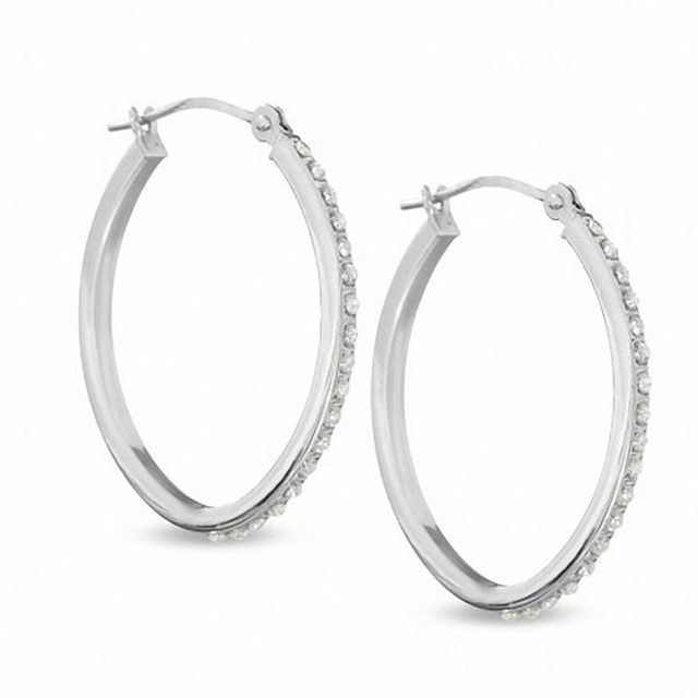 Diamond Fascinationâ¢ Medium Hoop Earrings in 14K White Gold