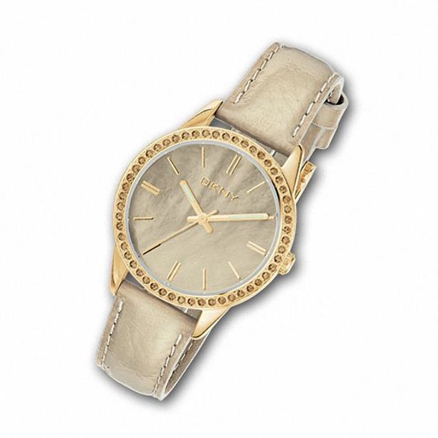 Ladies' Dkny Gold Dial Watch with Gold Leather Strap (Model: Ny4759)