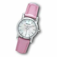 Ladies' Dkny White Dial Watch with Pink Leather Strap (Model: Ny4761)