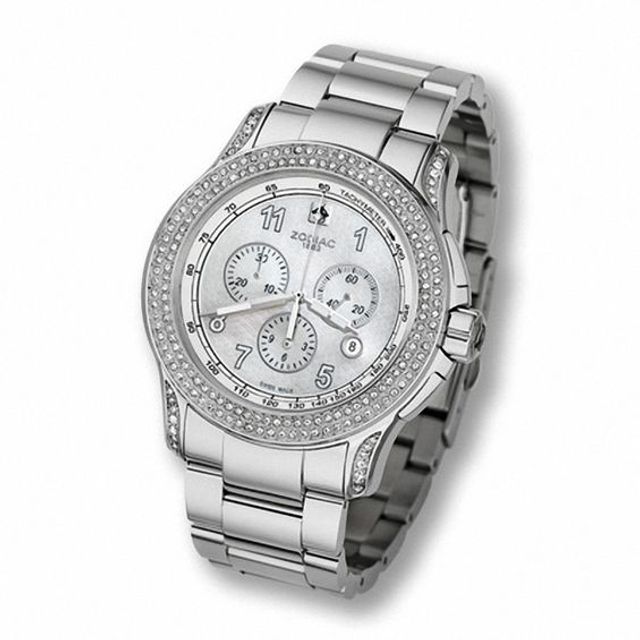 Ladies' Zodiac Streamline Chronograph Watch with Mother-of-Pearl Dial (Model: Zo3910)