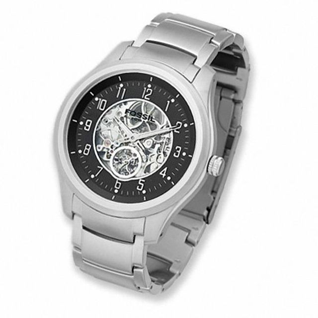 Men's Fossil Automatic Watch with Skeleton Black Dial (Model: Me3007)
