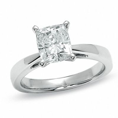 Celebration LuxÂ® 2 CT. T.w. Cushion-Cut Certified Diamond Solitaire Engagement Ring in 18K White Gold (H/Si2)