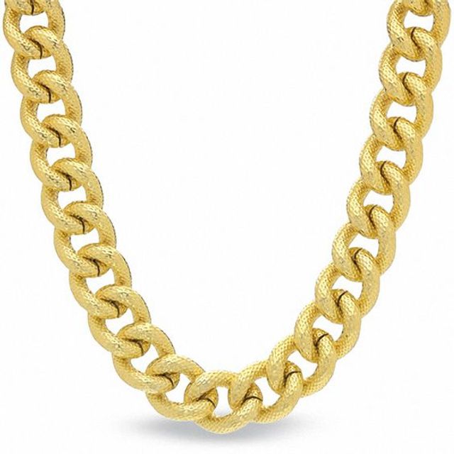 18K Gold-Plated Brass Textured Link Necklace - 17.5"