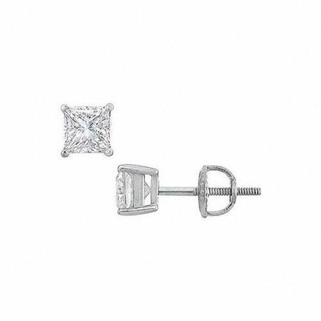 1/ CT. T.w. Certified Princess-Cut Diamond Solitaire Stud Earrings in 18K Gold (I/Si2