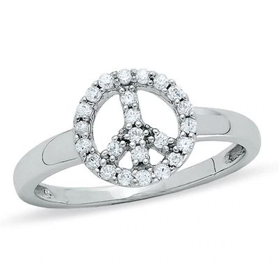 1/4 CT. T.w. Diamond Peace Ring in 10K White Gold