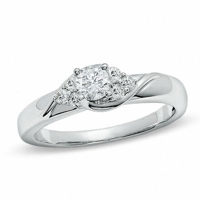 1/2 CT. T.w. Diamond Engagement Ring in 14K White Gold