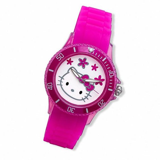 Hello KittyÂ® Pink Strap Watch with Pink Sapphire White Dial (Model: Hwl1155Pink)