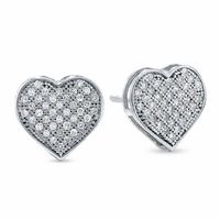 1/5 CT. T.w. Diamond Micro-PavÃ© Heart Stud Earrings in 10K White Gold