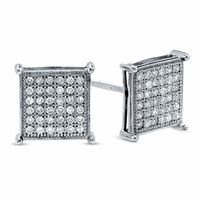 1/4 CT. T.w. Composite Princess Diamond Stud Earrings in 10K White Gold