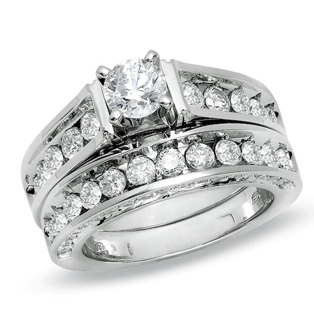 3 CT. T.w. Diamond Bridal Set in 14K White Gold