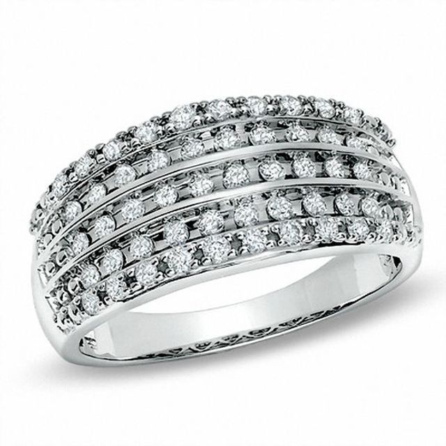 1/2 CT. T.w. Diamond Five Row Anniversary Band in 10K White Gold