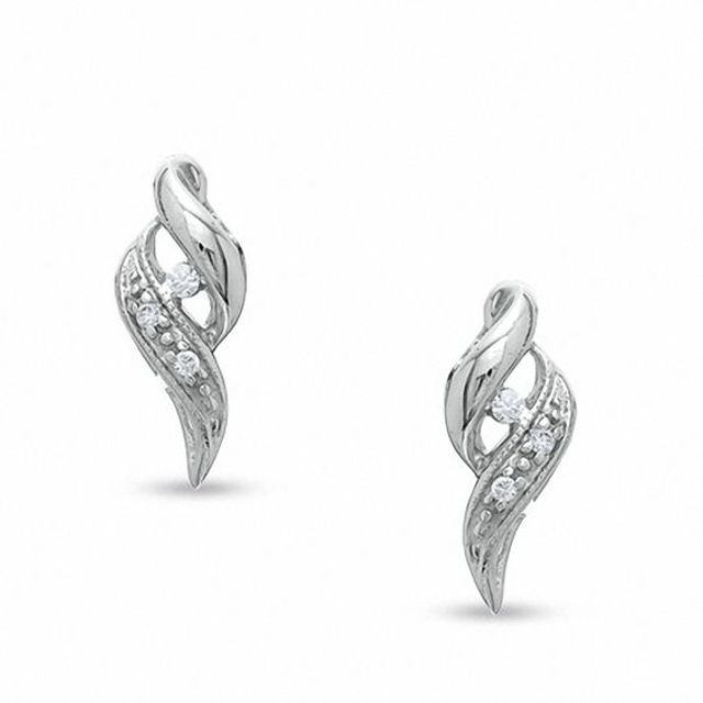Diamond Accent Swirl Earrings in Sterling Silver
