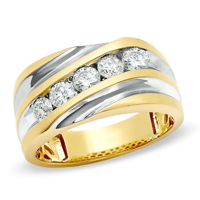 Men's 1 CT. T.w. Diamond Five Stone Slant Band in 14K Gold