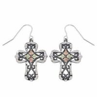 Black Hills Gold Oxidized Cross Drop Earrings in Sterling Silver