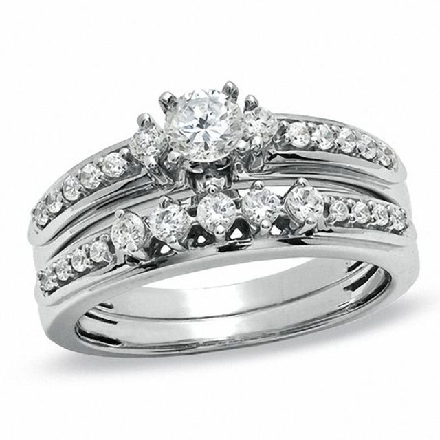 3/4 CT. T.w. Diamond Bridal Set in 14K White Gold