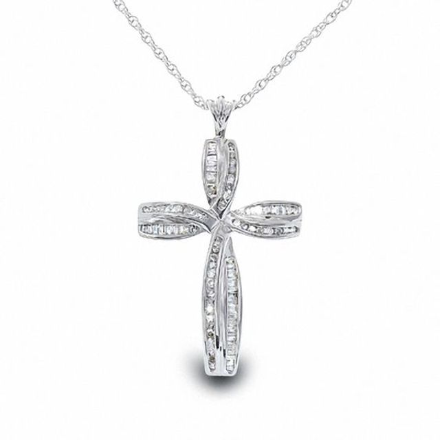 1/2 CT. T.w. Diamond Cross Pendant in Sterling Silver