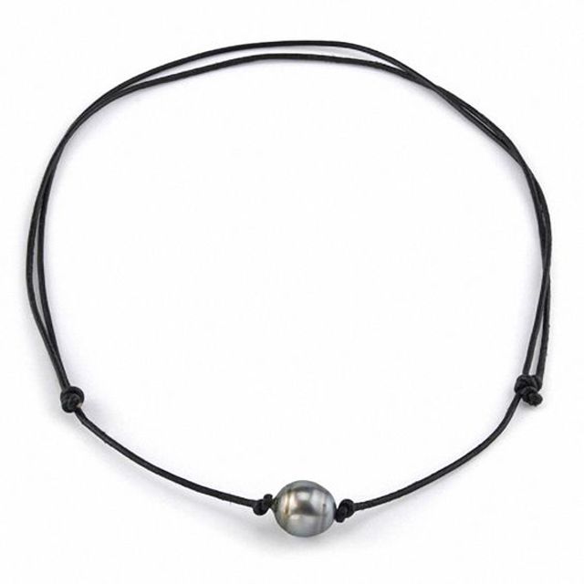 11.0mm Baroque Black Tahitian Cultured Pearl Adjustable Necklace