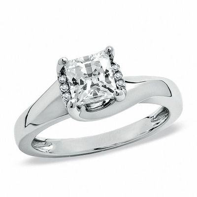 1/2 CT. T.w. Princess-Cut Diamond Twist Solitaire Engagement Ring in 14K White Gold