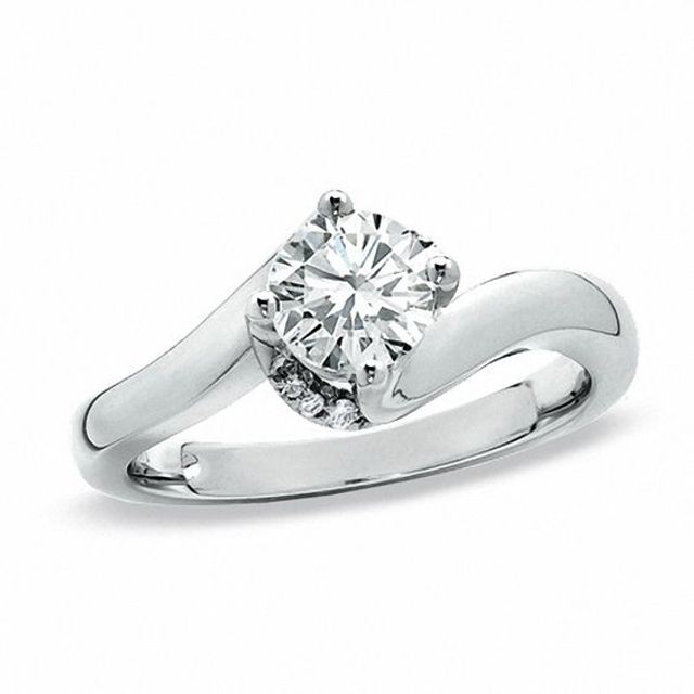1/2 CT. T.w. Diamond Twist Solitaire Engagement Ring in 14K White Gold