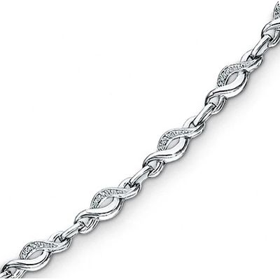 Diamond Accent Twist Bracelet in Sterling Silver - 7.25"