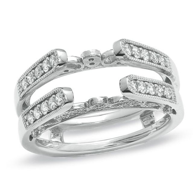1/2 CT. T.w. Diamond Vintage-Style Cathedral Solitaire Enhancer in 14K White Gold