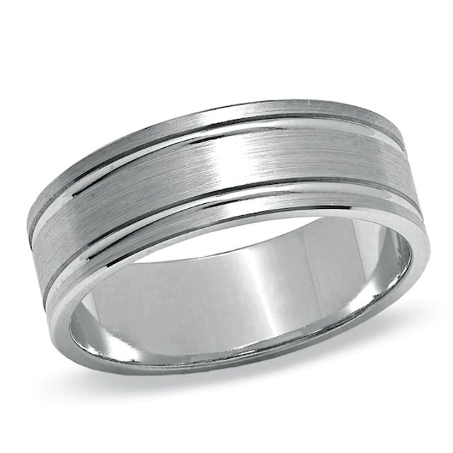 Men's 7.0mm Braided Wedding Band in 10K White Gold