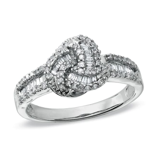 1/2 CT. T.w. Diamond Twisted Knot Ring in 10K White Gold