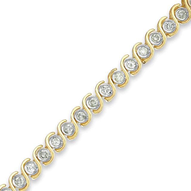 2 CT. T.w. Diamond Bezel "S" Link Bracelet in 10K Gold - 7.25"