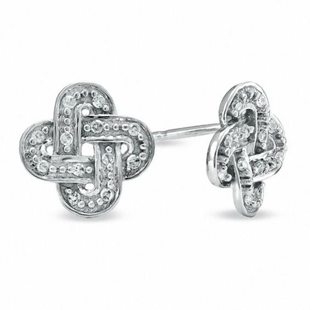 Diamond Accent Knot Earrings in 10K White Gold