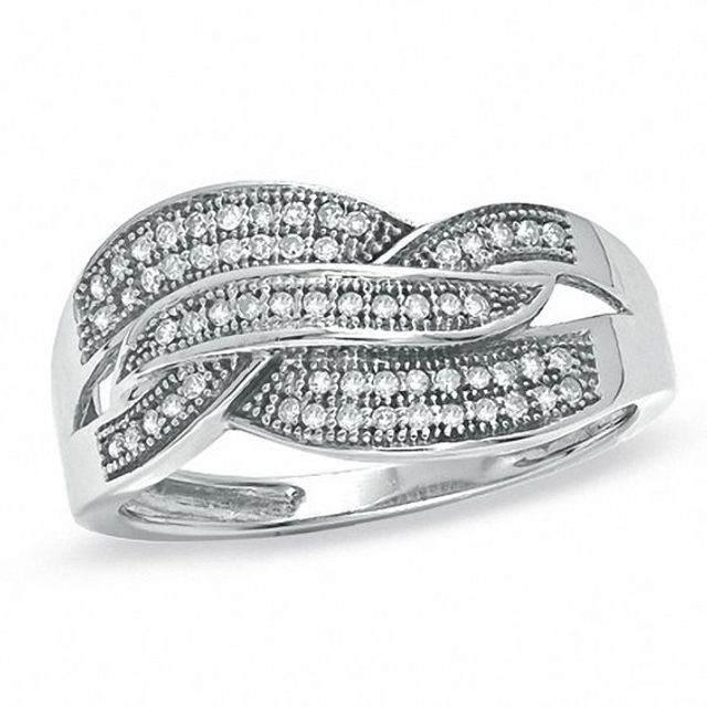 1/5 CT. T.w. Diamond Ribbons Fashion Ring in Sterling Silver