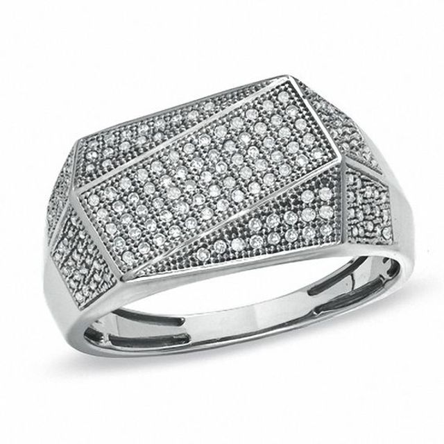 Men's 1/2 CT. T.w. Diamond Cluster Ring in 10K White Gold