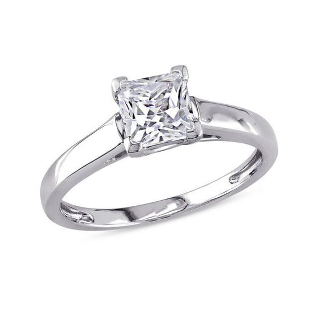 5.5.0mm Princess-Cut Lab-Created White Sapphire Solitaire Engagement Ring 10K Gold