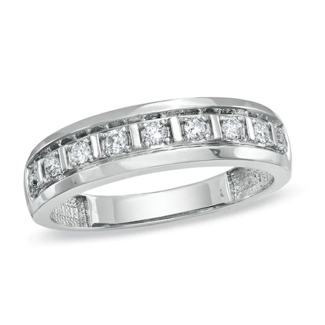 Men's 1/3 CT. T.w. Diamond Wedding Band in 10K White Gold