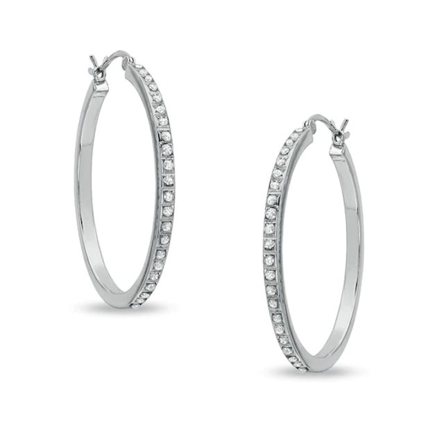 Diamond Fascinationâ¢ 33.0mm Round Hoop Earrings in Sterling Silver