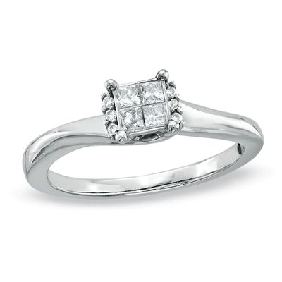 Cherished Promise Collectionâ¢ 1/5 CT. T.w. Quad Princess-Cut Diamond Ring 10K White Gold