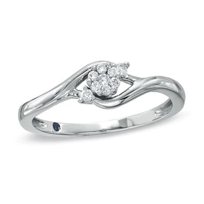 Cherished Promise Collectionâ¢ 1/10 CT. T.w. Composite Diamond Flower Promise Ring in 10K White Gold