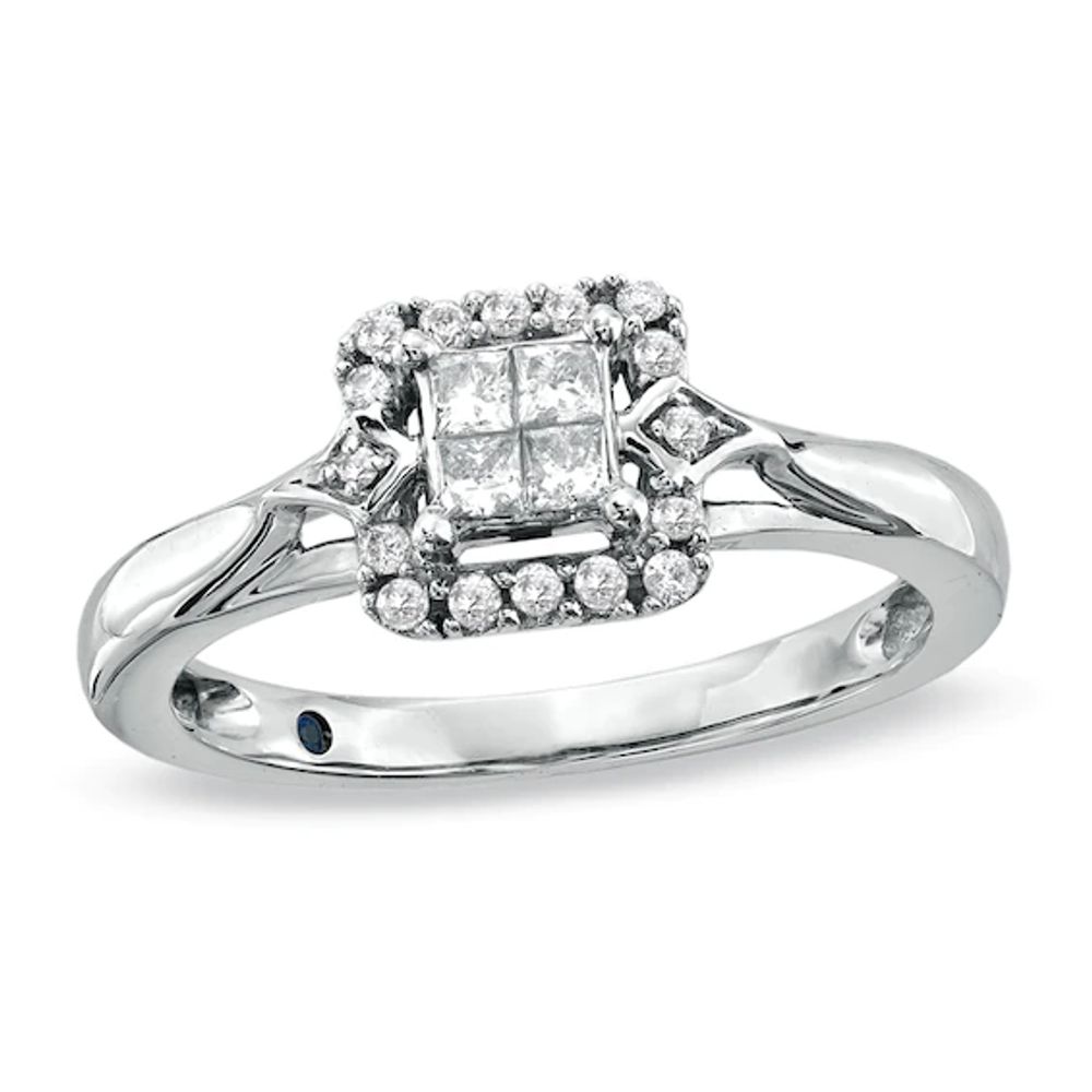 Cherished Promise Collectionâ¢ 1/4 CT. T.w. Quad Princess-Cut Diamond Promise Ring in 10K White Gold