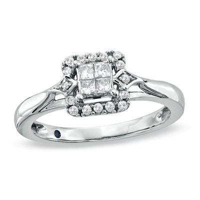 Cherished Promise Collectionâ¢ 1/4 CT. T.w. Quad Princess-Cut Diamond Ring 10K White Gold