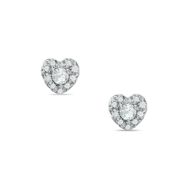 1/4 CT. T.w. Diamond Heart Frame Stud Earrings in 10K White Gold
