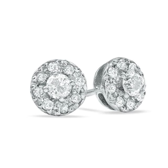 1/4 CT. T.w. Diamond Frame Stud Earrings in 10K White Gold