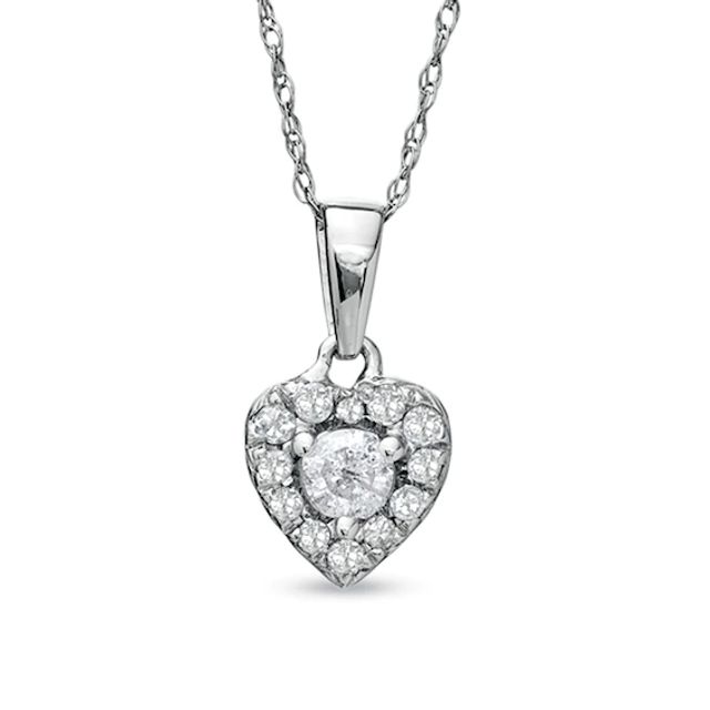 1/4 CT. T.w. Diamond Heart Frame Pendant in 10K White Gold