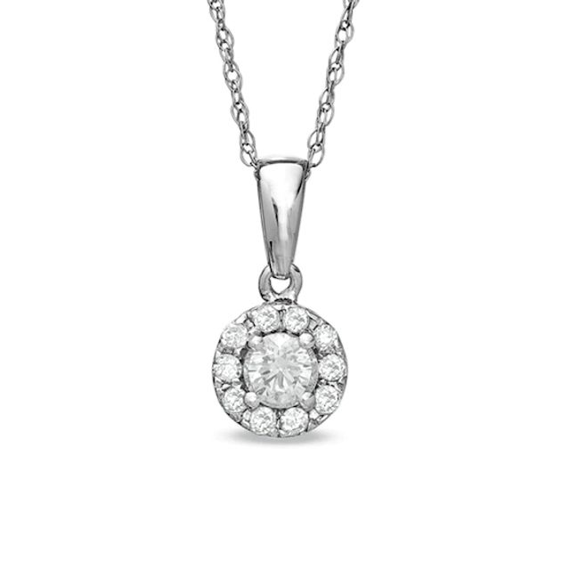 1/4 CT. T.w. Diamond Round Frame Pendant in 10K White Gold