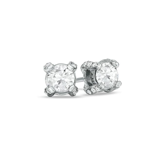 1 CT. T.w. Diamond Solitaire Stud Earrings in 14K White Gold