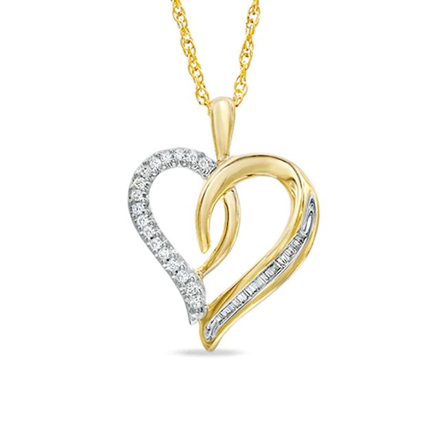 1/8 CT. T.w. Diamond Swirling Heart Pendant in 10K Gold