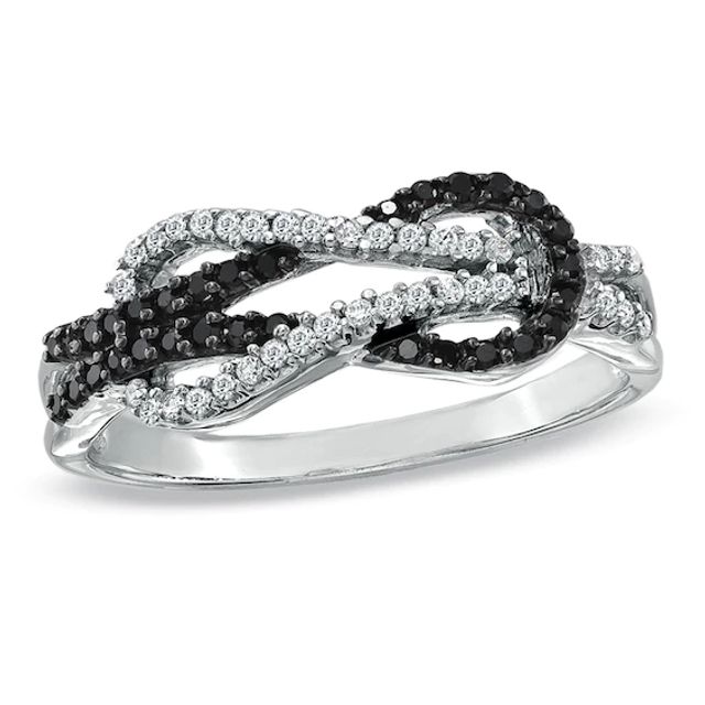 1/4 CT. T.w. Enhanced Black and White Diamond Infinity Ring in 10K White Gold