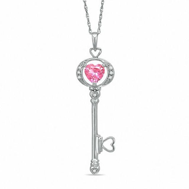 zales white sapphire key necklace