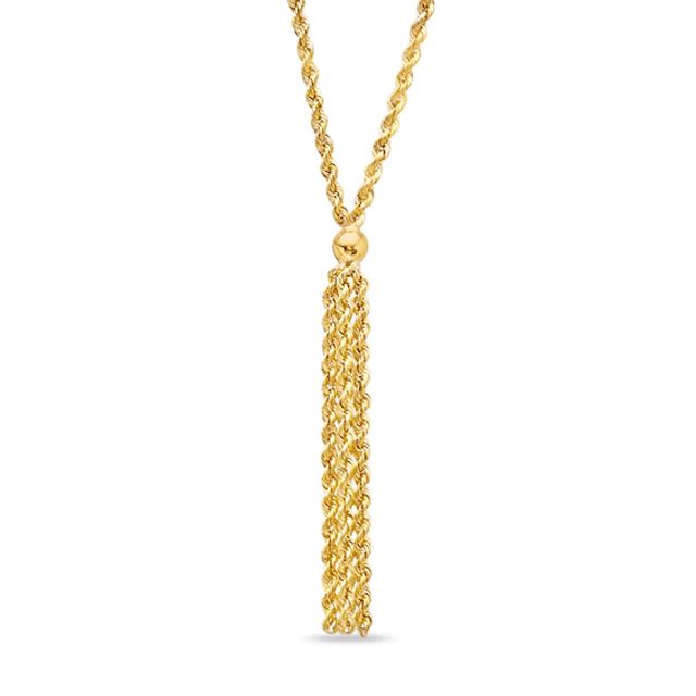 10K Gold Rope Tassel Necklace - 17.5"