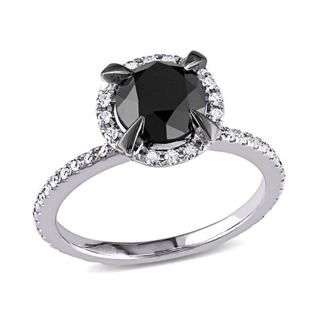 2 CT. T.w. Enhanced Black and White Diamond Solitaire Ring in 10K White Gold